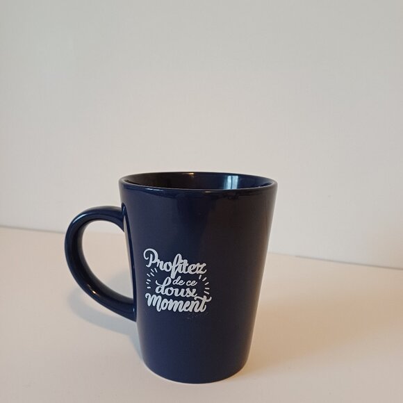 Dark blue Motivational Mug with English French Graphics - Picture 2 of 7
